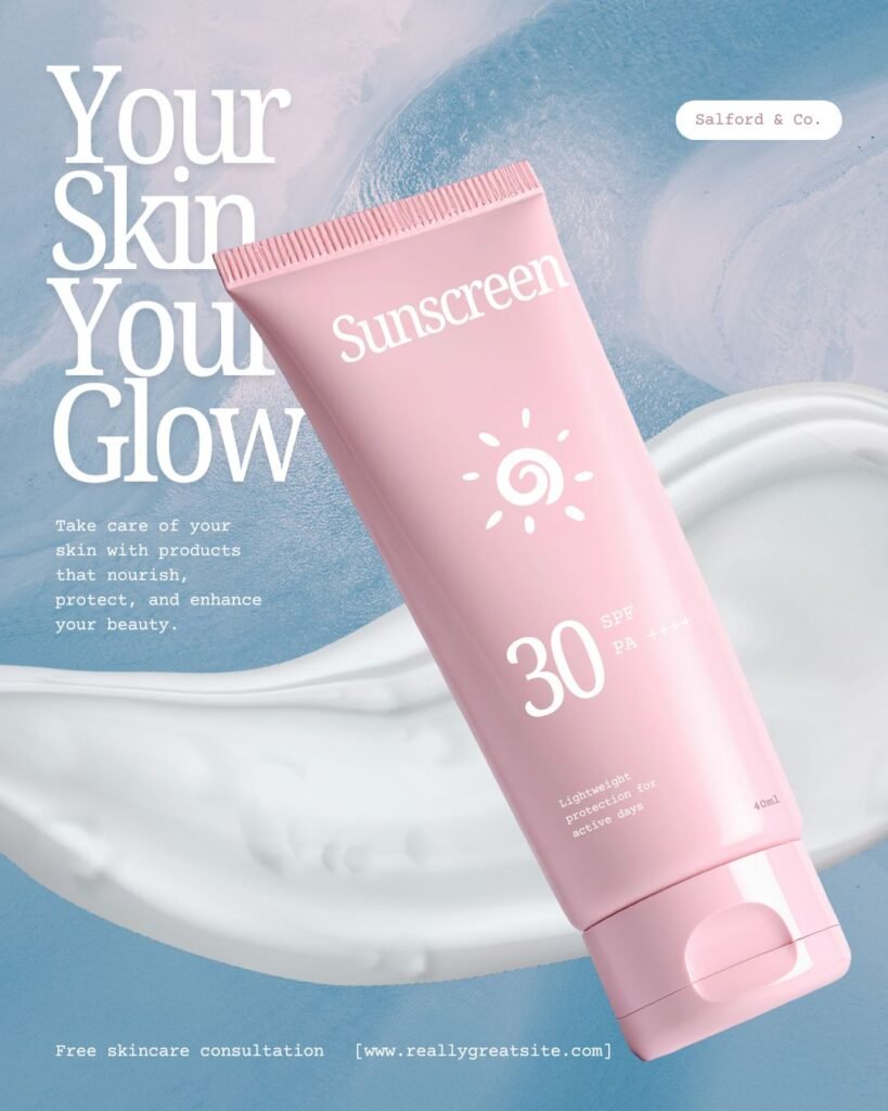 pink and blue modern skincare instagram post