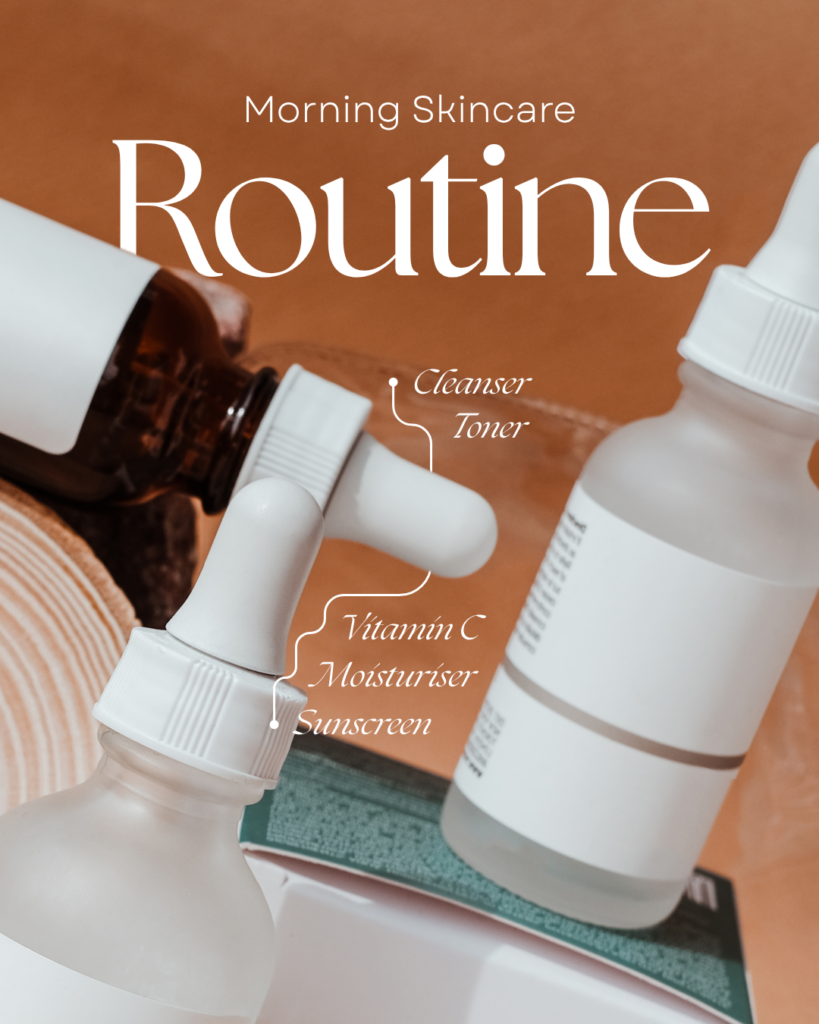 white and brown minimalist aesthetic skincare routine instagram post